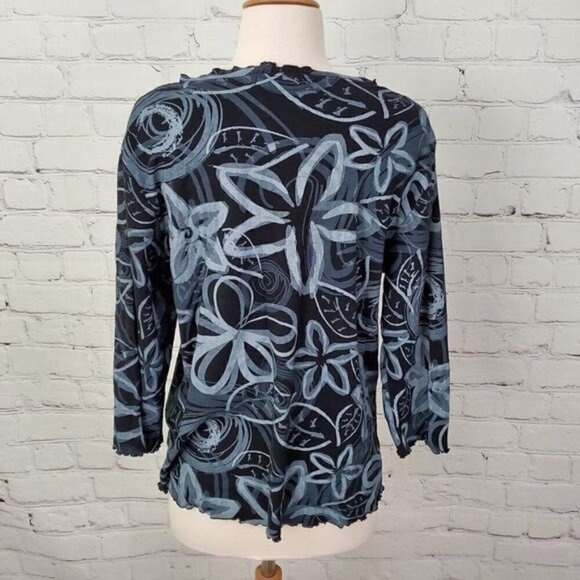 Fresh Produce Floral Knit Top Blue Size L - Picture 4 of 6